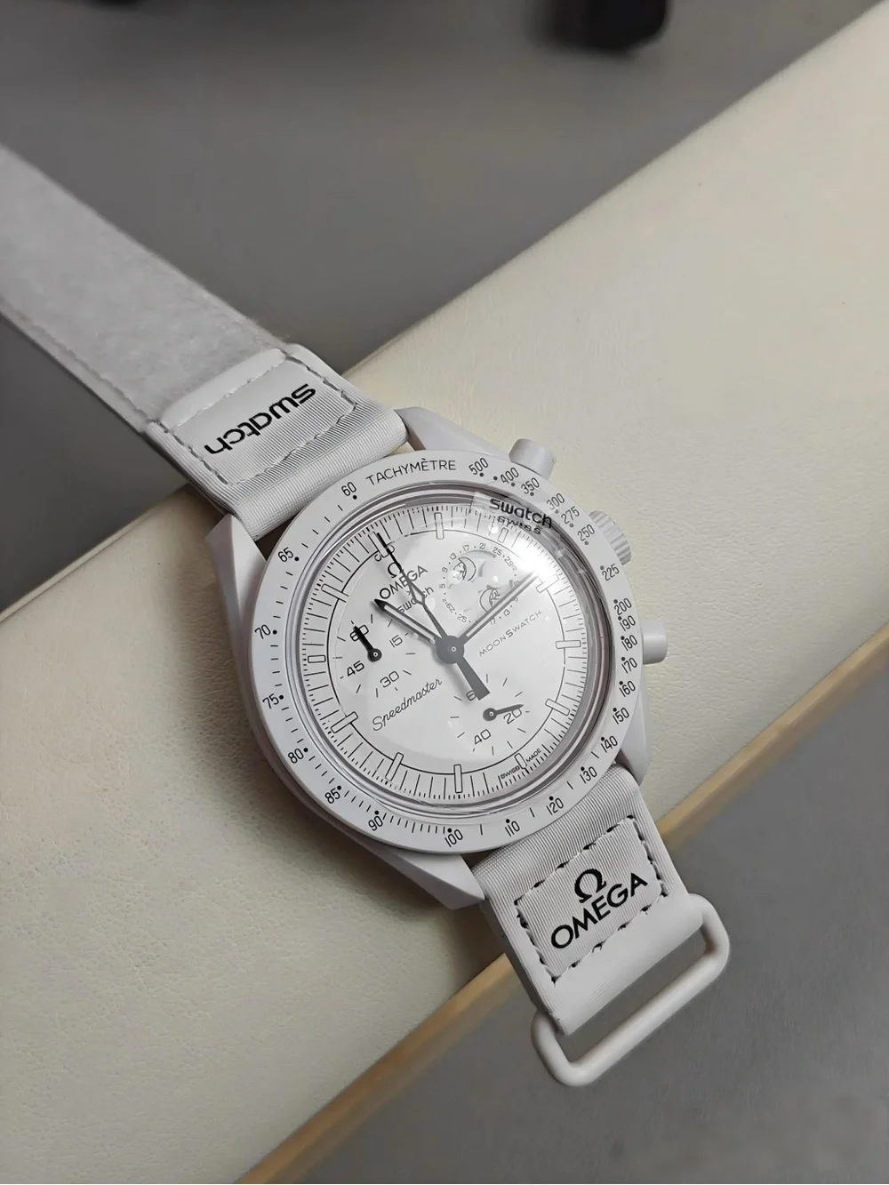 Swatch Omega MoonSwatch White and Black Chronograph Watch Set